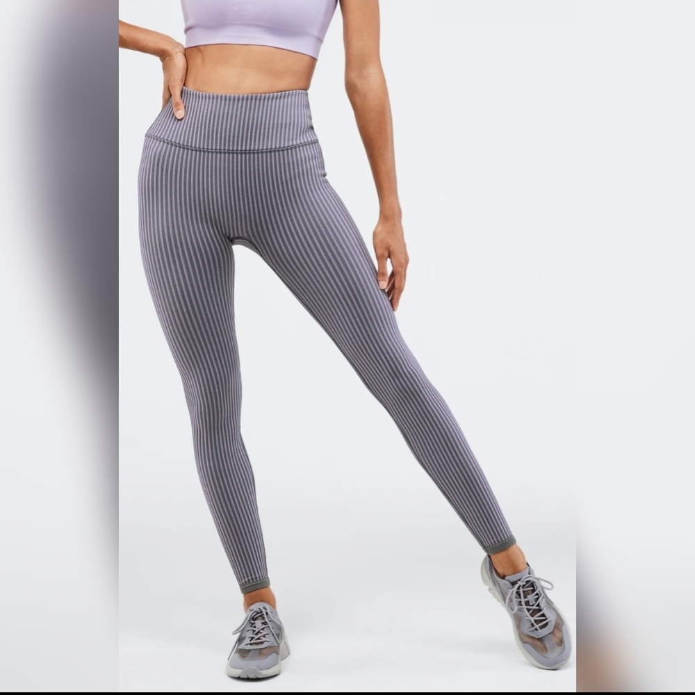 Fabletics High-Waisted Seamless Ribbed Leggings, Size L